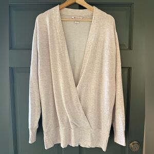 Athleta V-Neck Cross-Over Sweater in Cream